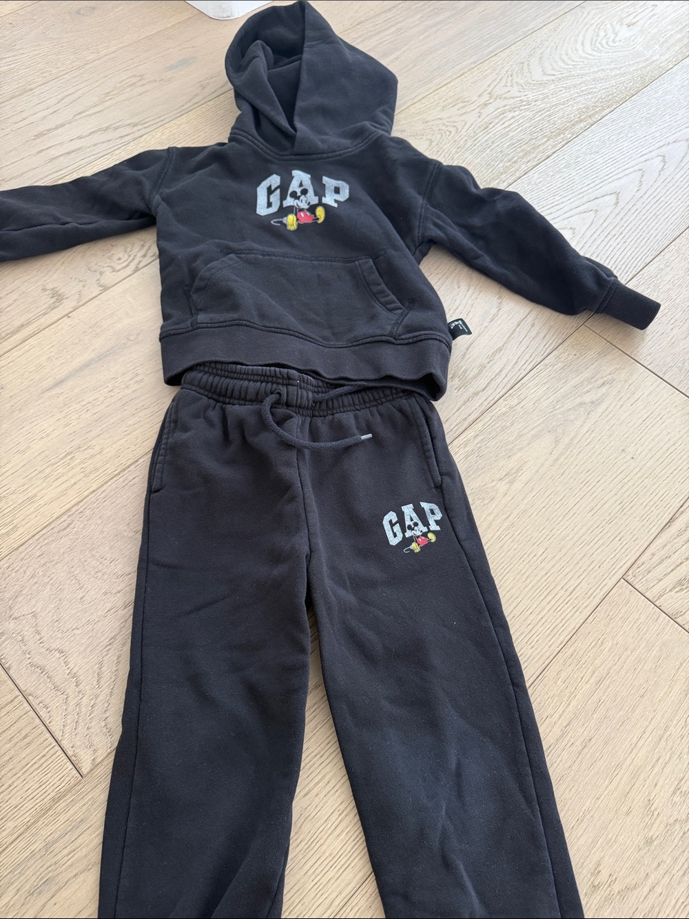 GAP Black Kids Hoodie & Joggers Set with Mickey Accent